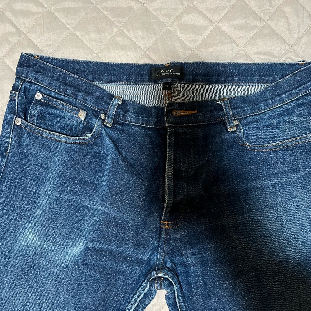A.P.C. Blue Straight Jeans with Classic Indigo Wash